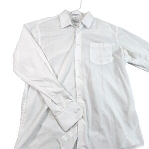 Berlioni Shirt Mens Large 16.5 36/37 White Button Up Long Sleeve Dress Italy
